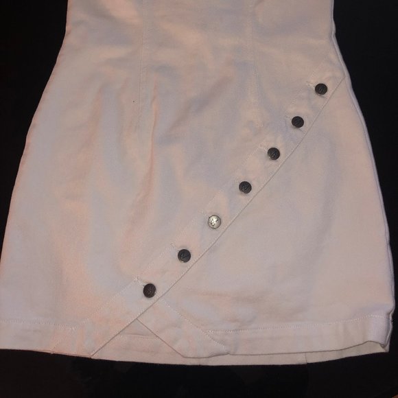 White Buckled Jean Dress - Picture 2 of 9